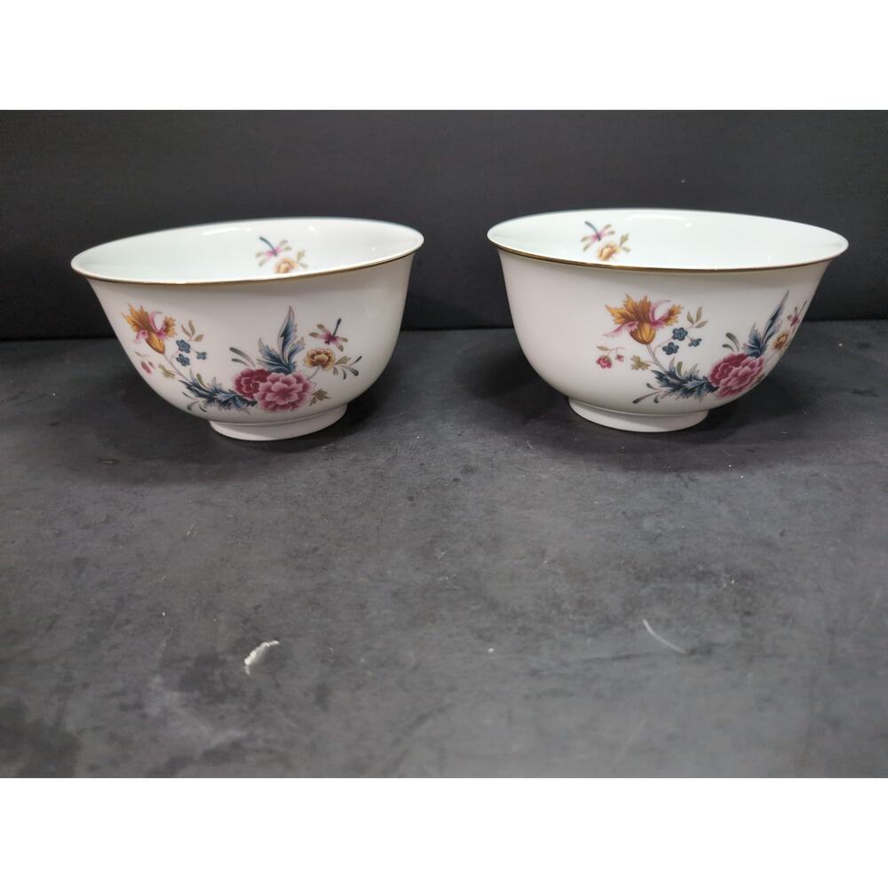 Avon American‎ Heirloom Bowl Independence Day Dragonfly Flowers, Set Of 2, Decor
